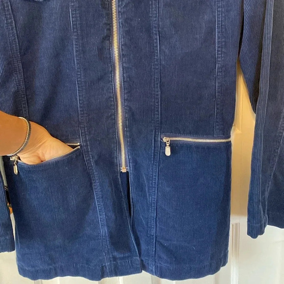 Vintage Corduroy Pelican Cove Navy Mid Length Jacket Sz M Grunge Military 90's - Picture 4 of 15